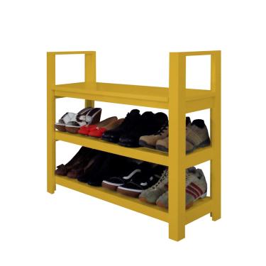 Imagem de Sapateira Banco com Braço de Piso para Closets e Quartos 8 Pares Sapatos - Amarelo Laca