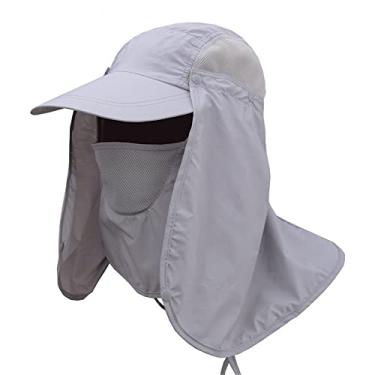 Imagem de Proteção UV Sun chapéu ao ar livre chapéu de sol masculino chapéu de pesca de pescador unisex,Light gray