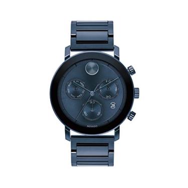 Imagem de Movado Relógio masculino de quartzo suíço com pulseira de aço inoxidável, azul, 22 (modelo: 3600683)