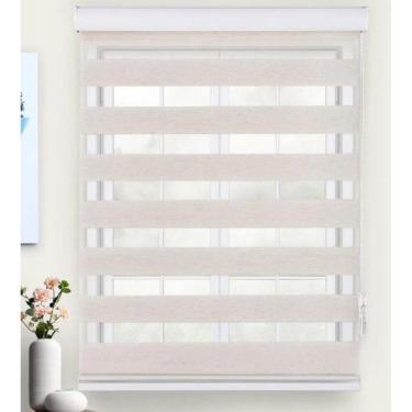 Imagem de Persiana Rolo Duplo Zebra Sunny Linho 160 (L) x 160 (A) Cortina Double Vision C/ Bandô 1,60 X 1,60