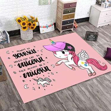 Imagem de Tapete de área de fundo de desenho animado com animais fofos em estilo desenho animado tapete de área de poliéster para sala de jantar dormitório quarto casa decorativo 82 x 153 cm