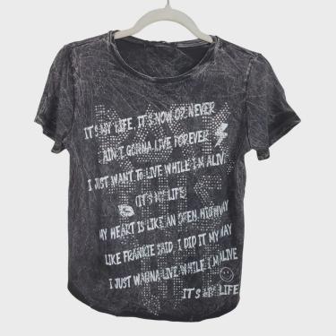 Imagem de Blusa T-shirt Feminina It s My Life Plock Rock Marmorizada com Plus Size