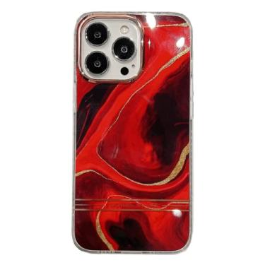 Imagem de Capa de telefone vermelho de mármore de folha de ouro de luxo para iPhone 11 12 13 Mini Pro XS Max XR 7 8 Plus SE 2020 Capa traseira de silicone rígido, D, para i7Plus i8Plus