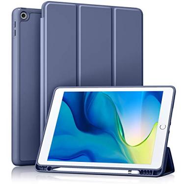 Imagem de Capa Akkerds compatível com iPad 10,2 polegadas 2021/2020/2019, para iPad 9ª/8ª/7ª geração, capa com suporte para lápis, protetora com parte traseira de TPU macio, capa com função de hibernação