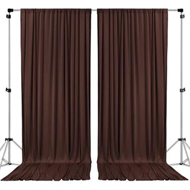 Imagem de AK TRADING CO. Cortinas de pano de fundo de poliéster IFR marrom de 3 m x 3 m com bolsos para varão - decorações de janela de casa para festa de cerimônia de casamento