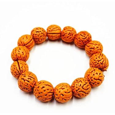 Imagem de Corda de mão natural de nogueira e nogueira corda de mão tatuagem de cérebro alça pequena um prato de brinquedo antigo ornamentos de pulseira de laço único