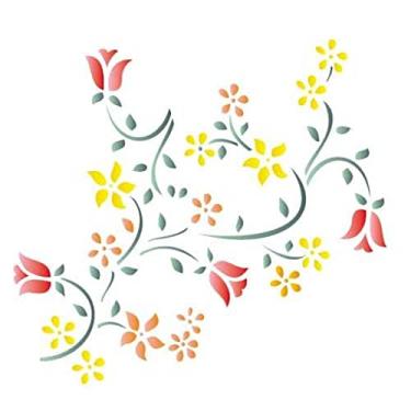 Imagem de Stencil de Acetato para Pintura OPA 14 x 14 cm - 1029 Flores Tulipas
