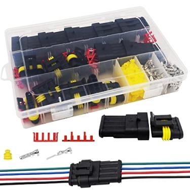 Imagem de Twippo 14 kits conector de 4 pinos conectores elétricos automotivos conexão rápida conectores de fio de 4 pinos conector à prova d'água conector de fio de 4 vias
