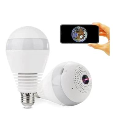 Imagem de Lâmpada Led com Câmera Espiã 360º Panorâmica Wifi Microfone