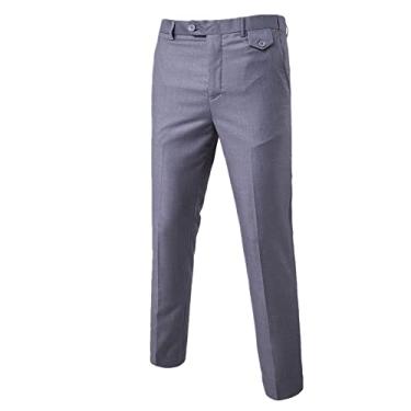 Imagem de Bestgift Calça masculina casual tendência de cor sólida combina com tudo calças de negó...