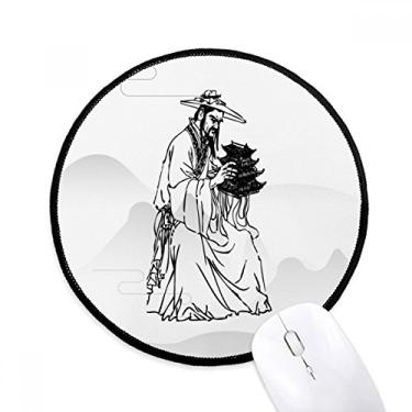 Imagem de DIYthinker Dao Religion China Ink Ppriest Mouse Pad Desktop Office Tapete redondo para computador