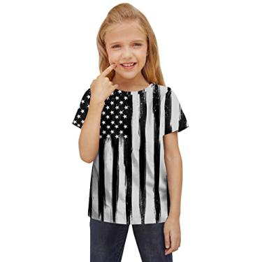 Imagem de Dia da Independência para Crianças 4 de Julho Camisetas Estampadas 3D Meninos Meninas Novidade Roupas de Bebê Feriado Curto (Cinza, 9-10 Anos)