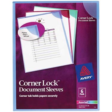Imagem de Avery Capa para documentos Corner Lock, comporta até 20 folhas, cores sortidas, 6 capas de plástico (72262)