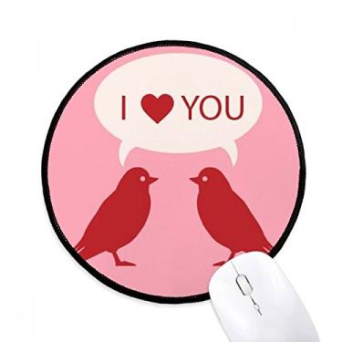 Imagem de Mouse pad Love Birds Dia dos Namorados Vermelho Rosa Tapete Redondo para Escritório