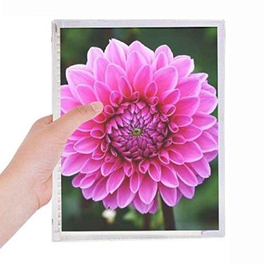 Imagem de Caderno de folhas verdes lindas flores grandes rosa folhas soltas diário recarregável papelaria