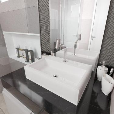 Imagem de Cuba Pia Banheiro Suprema Com Torneira Dl05 E Valvula Abs Branco Branco