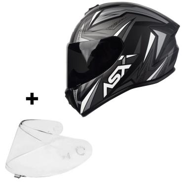 Imagem de Capacete Asx Moto Vector Preto Esportivo + Viseira Fumê