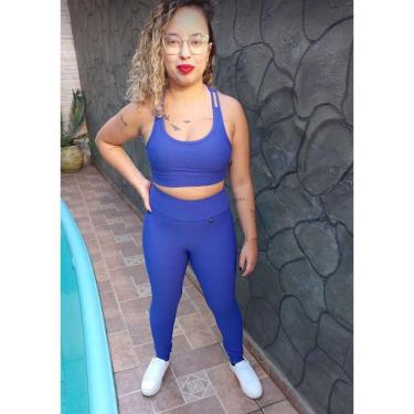 Imagem de Conjunto Legging Canelado 3D E Top Nadador Bojo Fitness Luxo
