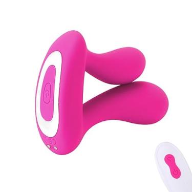 Imagem de Vibrador Feminino Dupla Penetração Dupla Cabeça Anal e Ponto G Massageador 9 Velocidades Com Controle Remoto (Rosa)