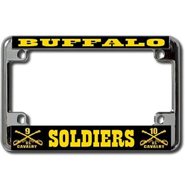 Imagem de Moldura cromada para placa de licença de motocicleta Buffalo Soldiers do Exército dos EUA