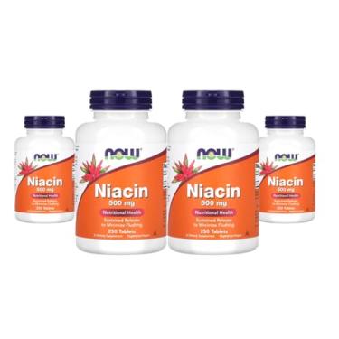 Imagem de Now Foods Niacina 500mg Niacin Vitamina B-3 250 Tablets 4 unidades Produto Importado