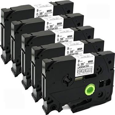 Imagem de NEOUZA 5PK Compatível com Brother P-Touch Laminado TZe TZ Fita de Etiqueta Largura 3/8" x Comprimento 26,2' 9 mm x 8 m, Tze-125 White on Clear