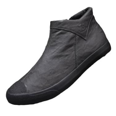 Imagem de Dressnu Sapatos casuais masculinos com zíper lateral respirável cano baixo, Cinza escuro, 7