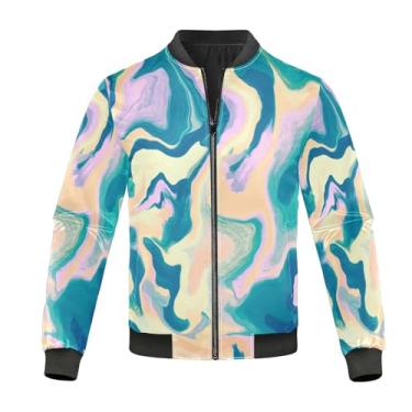 Imagem de KLL Jaqueta masculina com padrão de mármore abstrato leve à prova d'água jaqueta masculina softshell pequena, Padrão de mármore abstrato, XXG