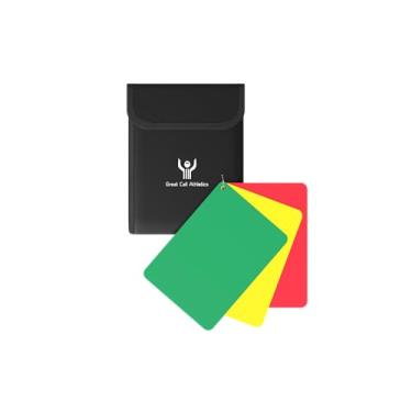 Imagem de Great Call Athletics Cartas de pênalti Pro de árbitro com estojo vermelho, amarelo, verde, atraso, aviso, ejeção, futebol, futebol, hóquei em campo