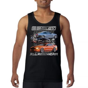 Imagem de Camiseta regata Shelby All American Cobra Mustang Muscle Car Racing GT 350 GT 500 Performance Powered by Ford masculina, Preto, 3G
