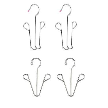 Imagem de UtySty Pacote com 4 sapatos, escorredor de sapatos, gancho organizador, de aço inoxidável, armazenamento duplo, prateleira secadora, para bota, varal, lavanderia, exterior, armário, guarda-roupa,