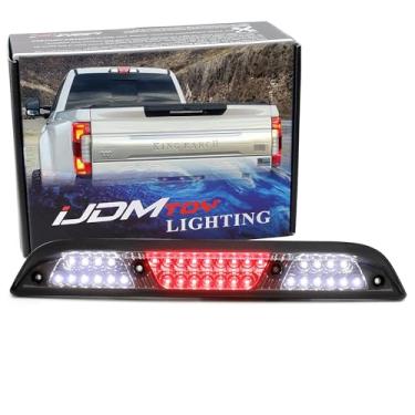 Imagem de iJDMTOY Lente fumê com refletor cromado totalmente LED montagem alta terceira lâmpada de freio com flash estroboscópico F1 recurso compatível com Ford 2015-2020 F-150, 2017-up F-250 F-350, 2019-up