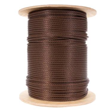 Imagem de West Coast Paracord Cabo de fio galvanizado trançado de nylon – Corda de mastro de bandeira reforçada – (marrom, 5/40.6 cm - 100 pés)
