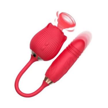 Imagem de Vibrador De Ponto G e Clitóris Com 7 Modos De Vibração e 7 Velocidade De Vai e Vem Formato Rosa Recarregável USB - 10 Modos De Pulsação (Vermelho)