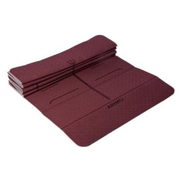 Imagem de ARIMO Tapete Yoga Mat Dobrável Antiderrapante TPE Ecológico Biodegradável Todos Os Tipos de Yoga/Pilates 181 x 61 cm x 6 mm (Orquídea com Linhas)