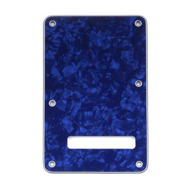 Imagem de Musiclily 6 Furos Escudo Traseiro Back Plate para Guitarra Fender EUA/Mexicana Made Stratocaster Standard Estilo Moderno, 4 Camadas Azul Perolado