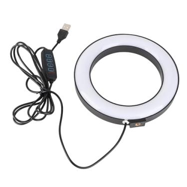 Imagem de Luz LED de 6'' Com Cabeça para Vlog e Video Studio Luz de Preenchimento Regulável Compatível Com Selfie Camera Studio Luz Perfeita para Gravação de Vídeo e Fotografia ligada.
