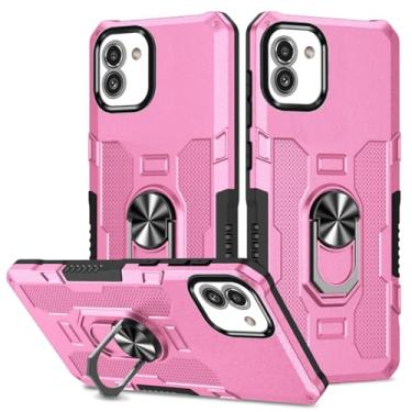 Imagem de Sidande Capa para Galaxy A04e, capa para Galaxy A03 SM-A042F, suporte resistente com suporte magnético embutido para carro, à prova de choque, capa protetora para celular para Samsung Galaxy A03 rosa