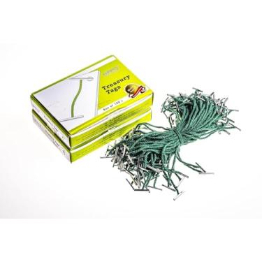 Imagem de Etiqueta de tesouraria de cabo verde com extremidade de metal de 10 cm de comprimento curto - Pacote com 200 instrumentos de fixação ou encadernação altamente duráveis ideais para casa, escola,