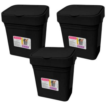 Imagem de Kit 3 Lixeira de Pia C/ Tampa Removível Plástica 2,8L Banheiro Cozinha