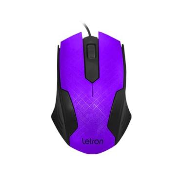 Imagem de MOUSE OPTICO OFFICE SQUARES PRETO E ROXO FIO USB ERGONOMETRO 3D LETRON
