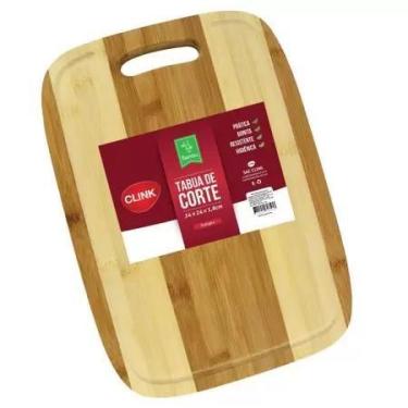Imagem de Tabua de Corte em Bambu Para Carne Legumes Frutas e Churrasco 34x24cm 
