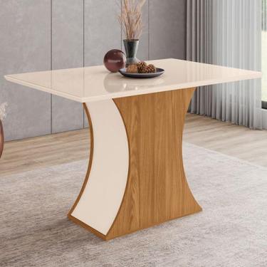 Imagem de Mesa de Madeira Selena com Vidro Nature/Off White Sci17 - Henn, Bege, 