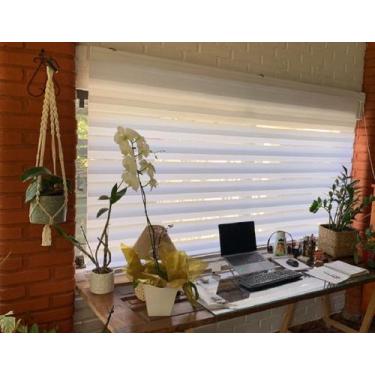 Imagem de Persiana Rolo Duplo Zebra Sunny Branca 160 (L) x 160 (A) Cortina Doubl