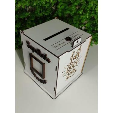 Imagem de Caixa urna qr code lua de mel sapatinho de noiva e gravata - MDF Artes