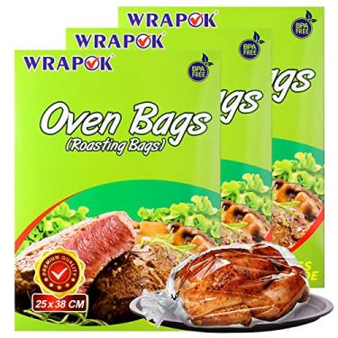 Imagem de WRAPOK Bolsas de assar para forno de peru sem bagunça para carne de frango, presunto de carne, aves de capoeira, frutos do mar, vegetais, Branco, 10 x 15 Inch, 3