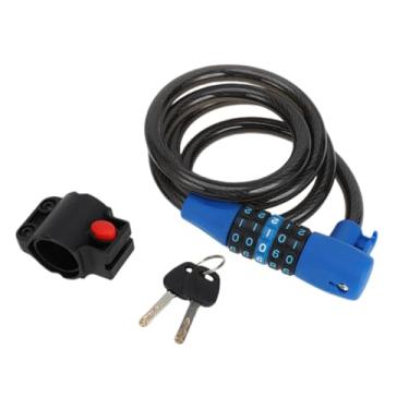 Imagem de Hihaha Trava de bicicleta/cadeado estendido de bicicleta trava espiral para mountain bike/trava de bicicleta reinicializável resistente de 5 dígitos 122 cm / 1 peça azul preto