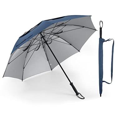 Imagem de Doubwell Guarda-chuva esportivo de golfe à prova de tempestade – Guarda-chuva resistente de tamanho grande de 150 cm com proteção UV, resiste a ventos de até 80 km/h para homens e mulheres (azul