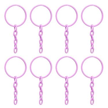 Imagem de Argola 23mm Com Corrente Elo Para Chaveiro Artesanato (Rosa)