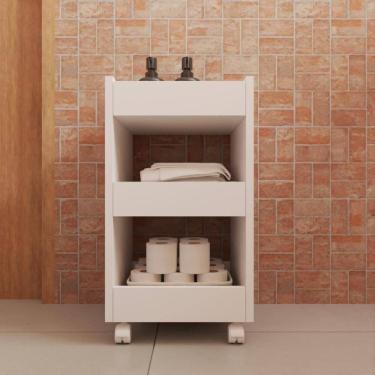 Imagem de Carrinho Organizador Multiuso Com Rodinhas Prateleiras Branco